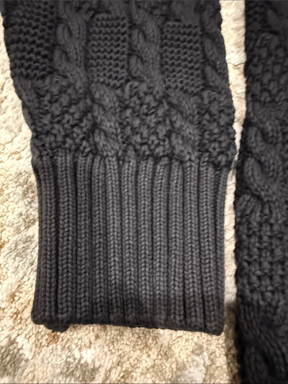 Men's Cable Knit Crewneck Sweater - black vintage Countess Mara. New York. - Picture 4 of 5